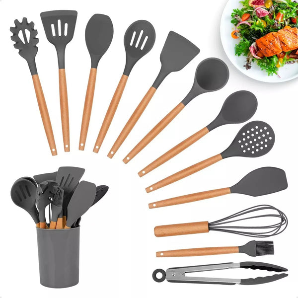 Kit Utensílios Gourmet Silicone Antiaderente 12 peças