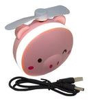 Ventilador De Bolsa Com Espelho E Led Pig Maquiagem 3 Em 1
