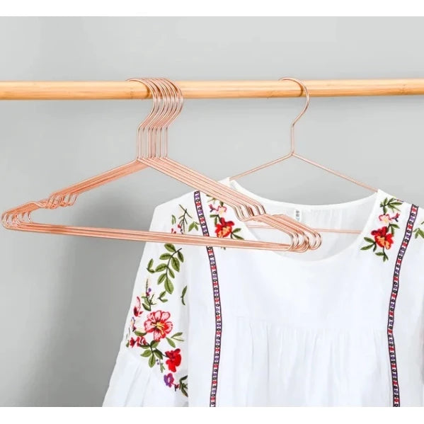 Kit 10 Cabides de metal slim estiloso Conjunto Rose