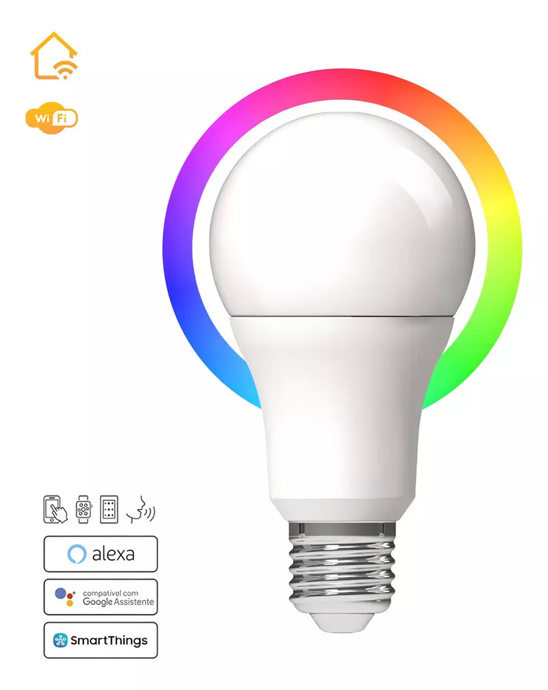 Lâmpada Smart LED 10W RGB BQ e BF Alexa Inteligente Wi-Fi