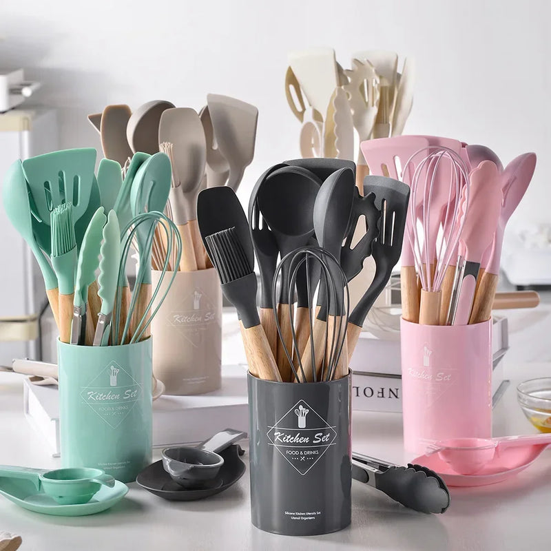 Kit Utensílios Gourmet Silicone Antiaderente 12 peças