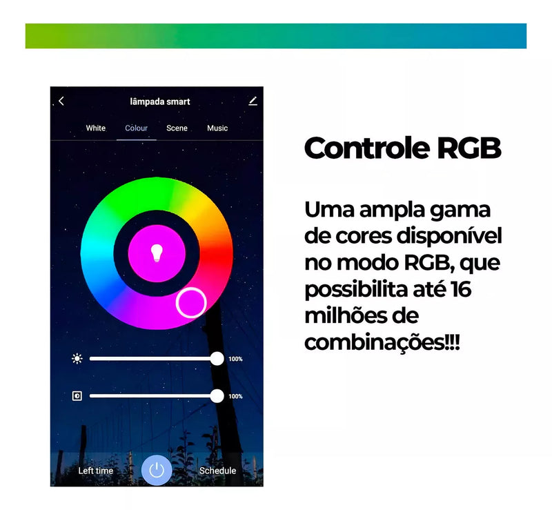 Lâmpada Smart LED 15W RGB BQ e BF Alexa Inteligente Wi-Fi
