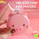Ventilador De Bolsa Com Espelho E Led Pig Maquiagem 3 Em 1