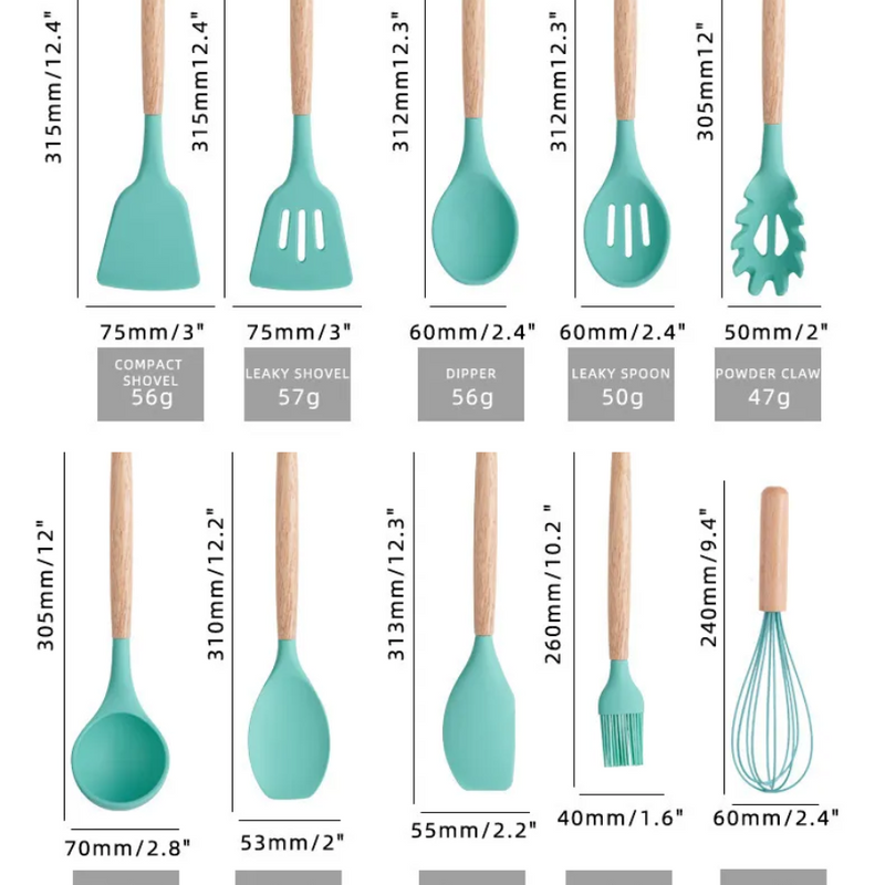 Kit Utensílios Gourmet Silicone Antiaderente 12 peças