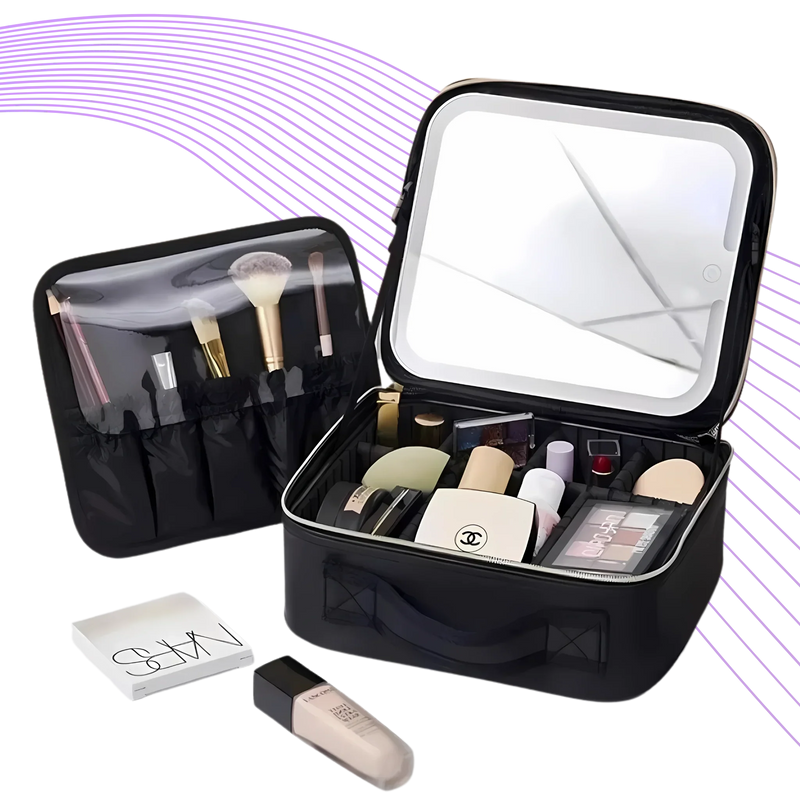 Make Bag | Maleta De Maquiagem Com Espelho E Luz Led Deluza