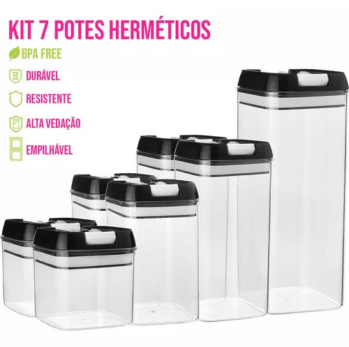 Kit Organizador Hermético para Alimentos Freshkeep – 7 Peças