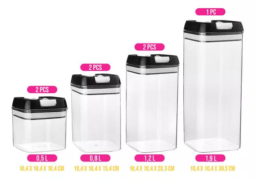 Kit Organizador Hermético para Alimentos Freshkeep – 7 Peças
