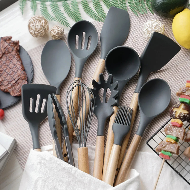 Kit Utensílios Gourmet Silicone Antiaderente 12 peças